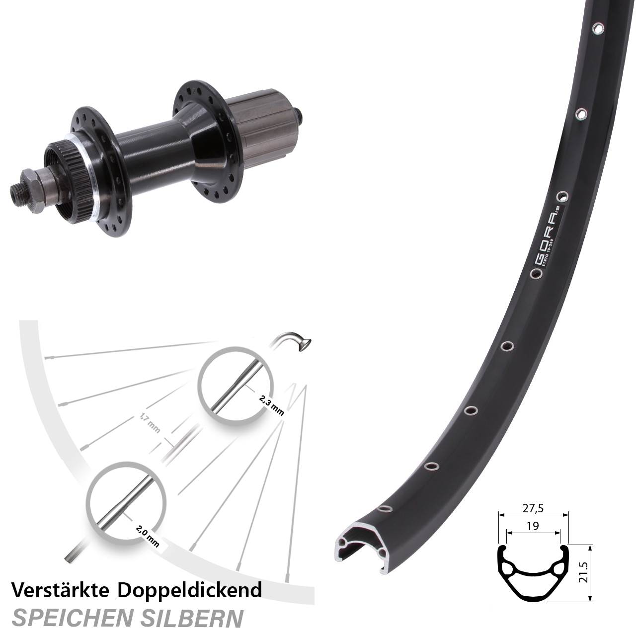 Centerlock Hinterrad 28/29 Zoll Gora 19 Joytech 5x135 mm schwarz 8-11 fach HG QR