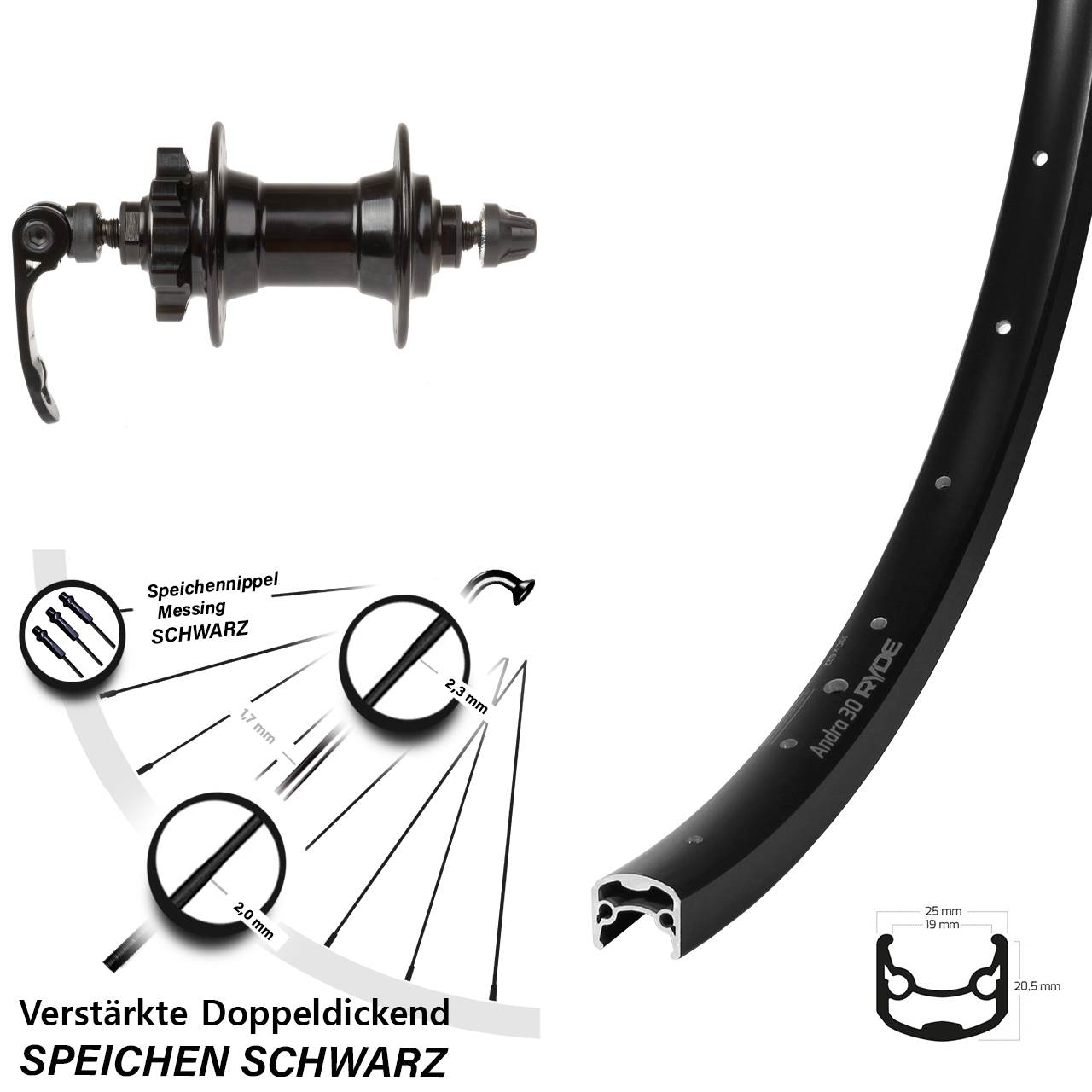 Vorderrad 6-Loch 28 Zoll Ryde Andra 30 Novatec QR