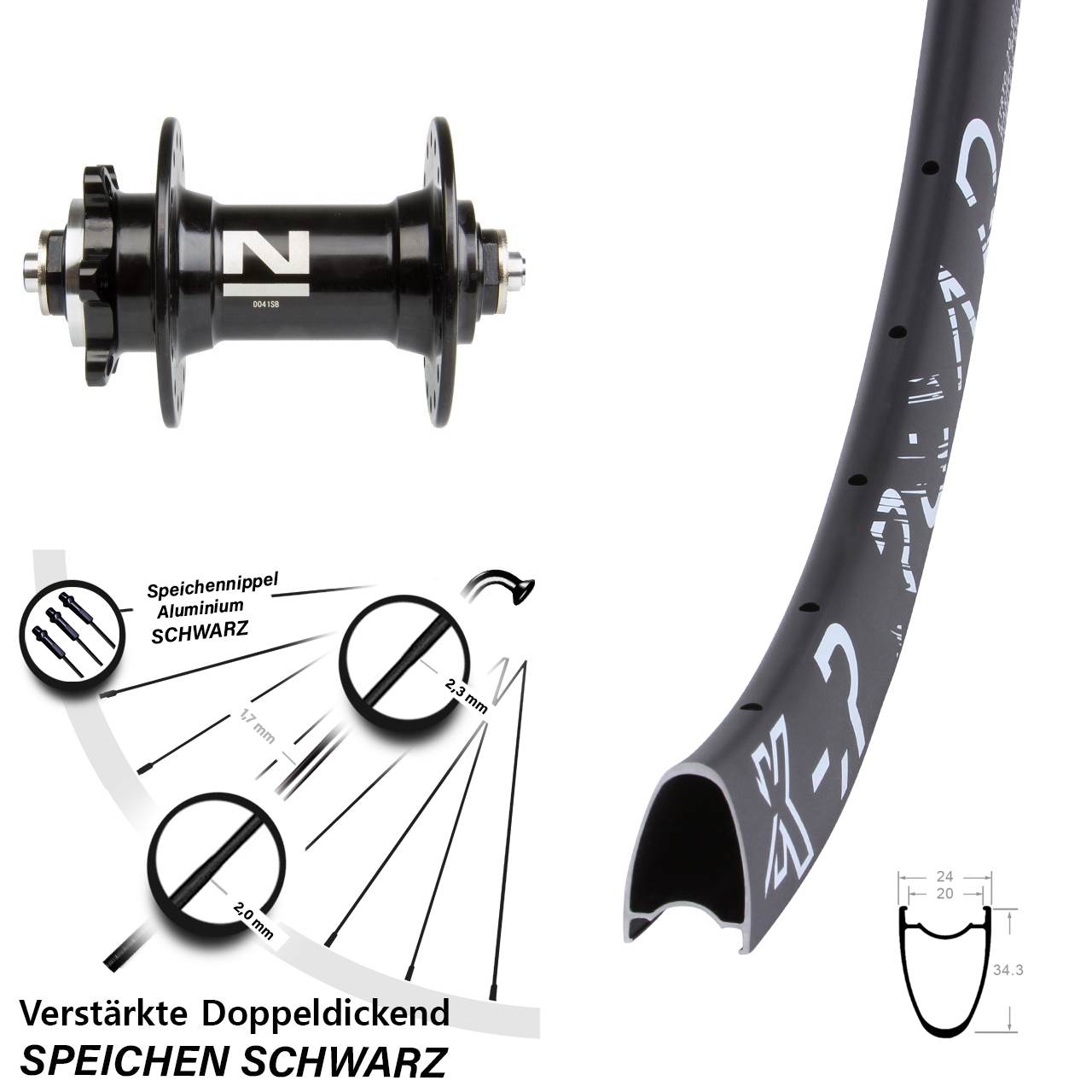 Vorderrad 6-Loch QR 28 Zoll KX-R Road Novatec D041