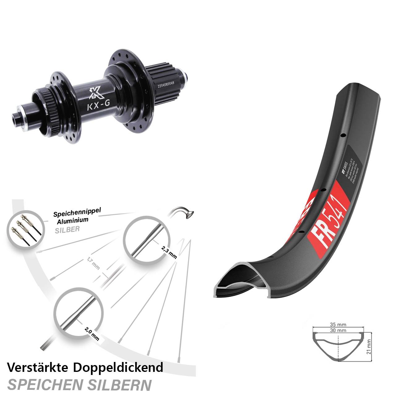 29 Zoll DT Swiss FR541 KX-GS Heavy Duty Disc Laufrad QR Shimano Micro Spline