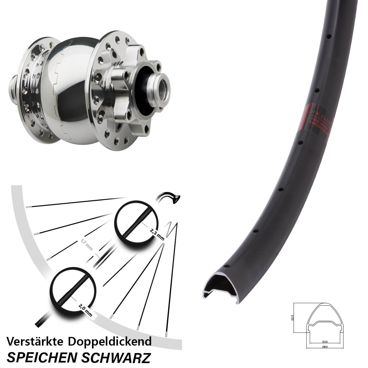 28-29 Zoll KX Clue SON 28 6-Loch Nabendynamovorderrad 12x100
