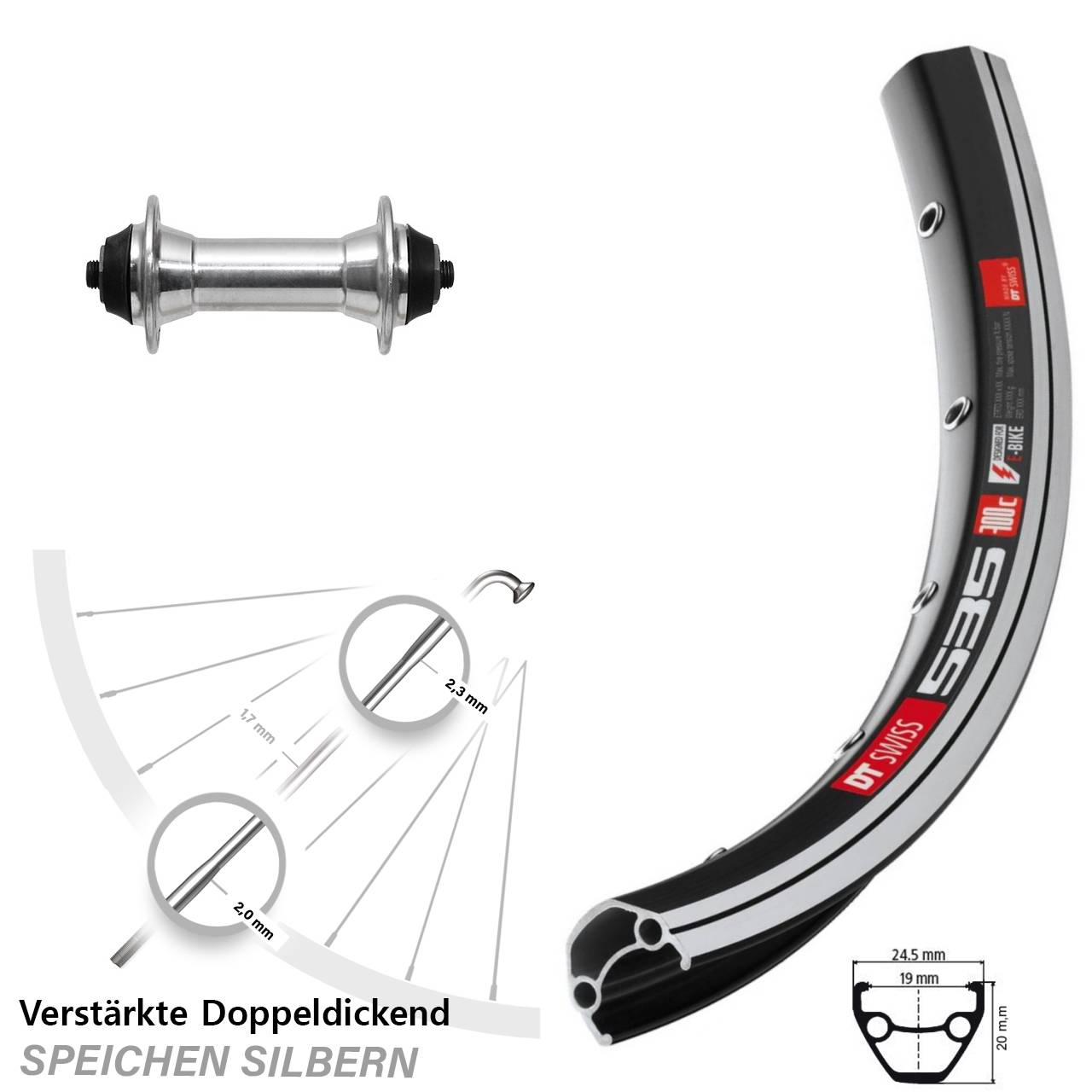 DT Swiss 535 Formula FM21 28 Zoll Vorderrad für Schnellspanner