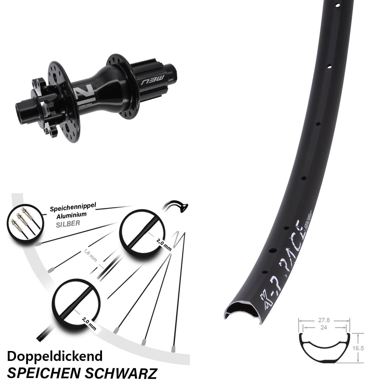 Hinterrad 28 Zoll R Race Novatec N3W 12x142