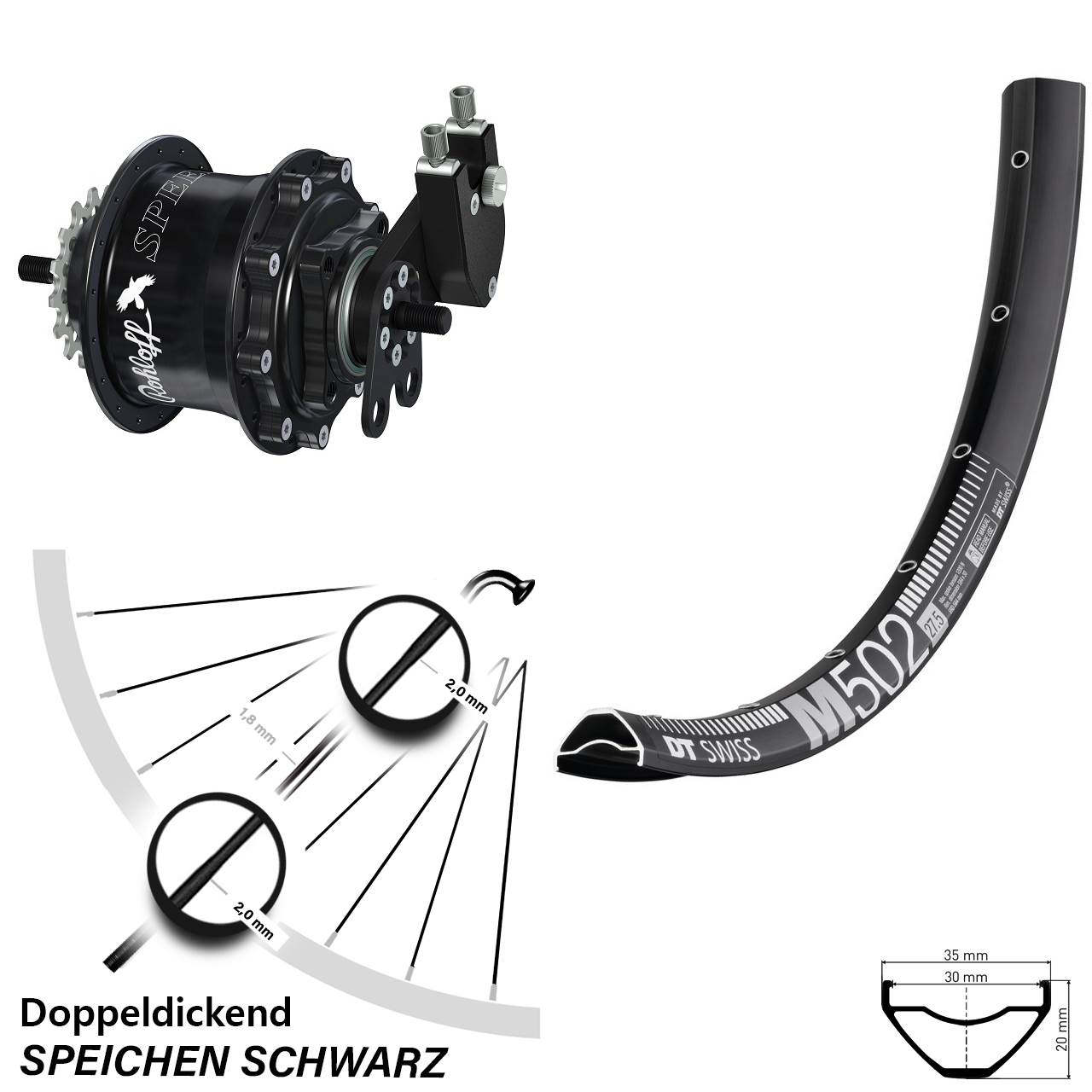 Disc Hinterrrad 29 Zoll DT Swiss M 502 Rohloff Speedhub TS DB Tandem