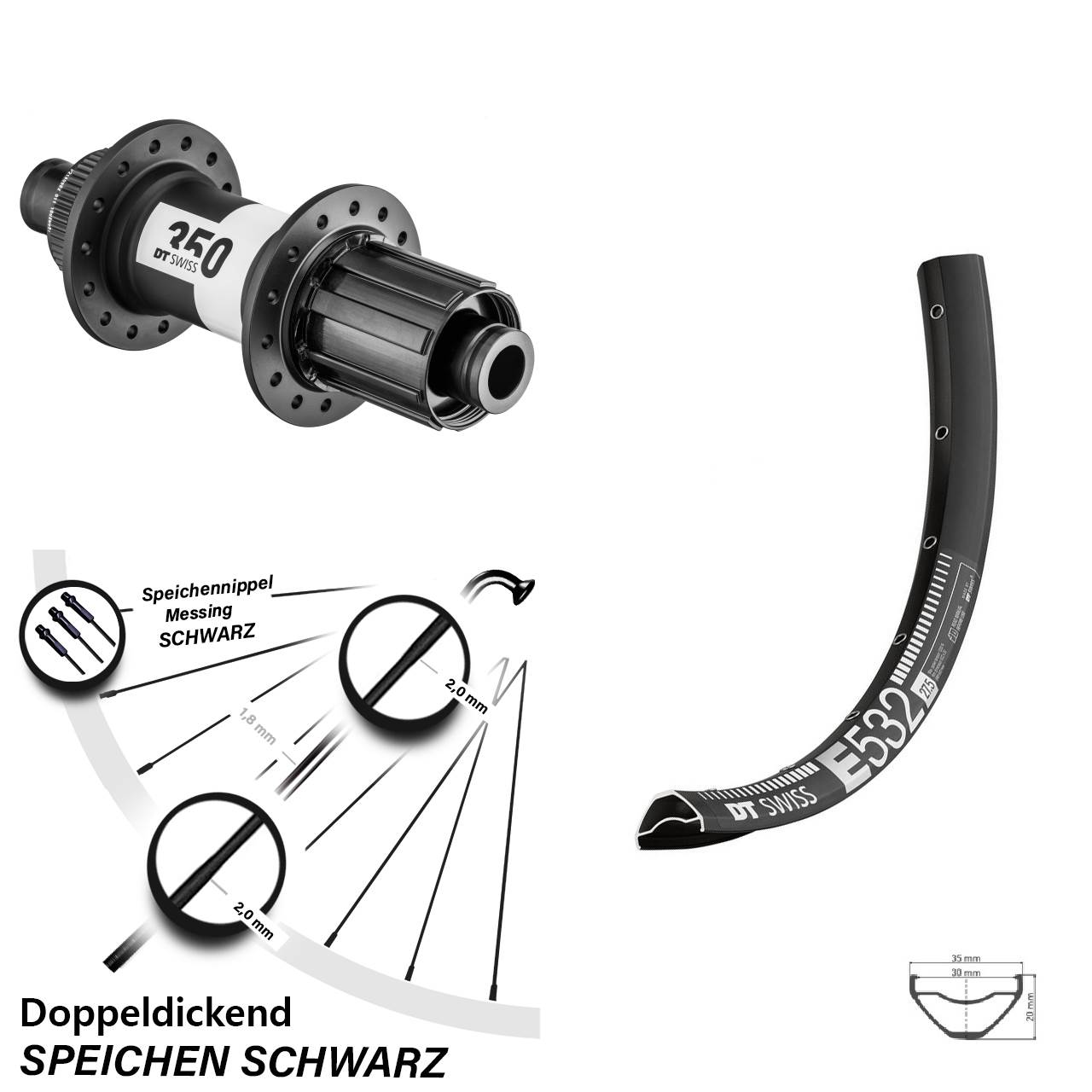 Hinterrad Centerlock 29 Zoll DT Swiss E 532-350 8-11 fach HG 12x148