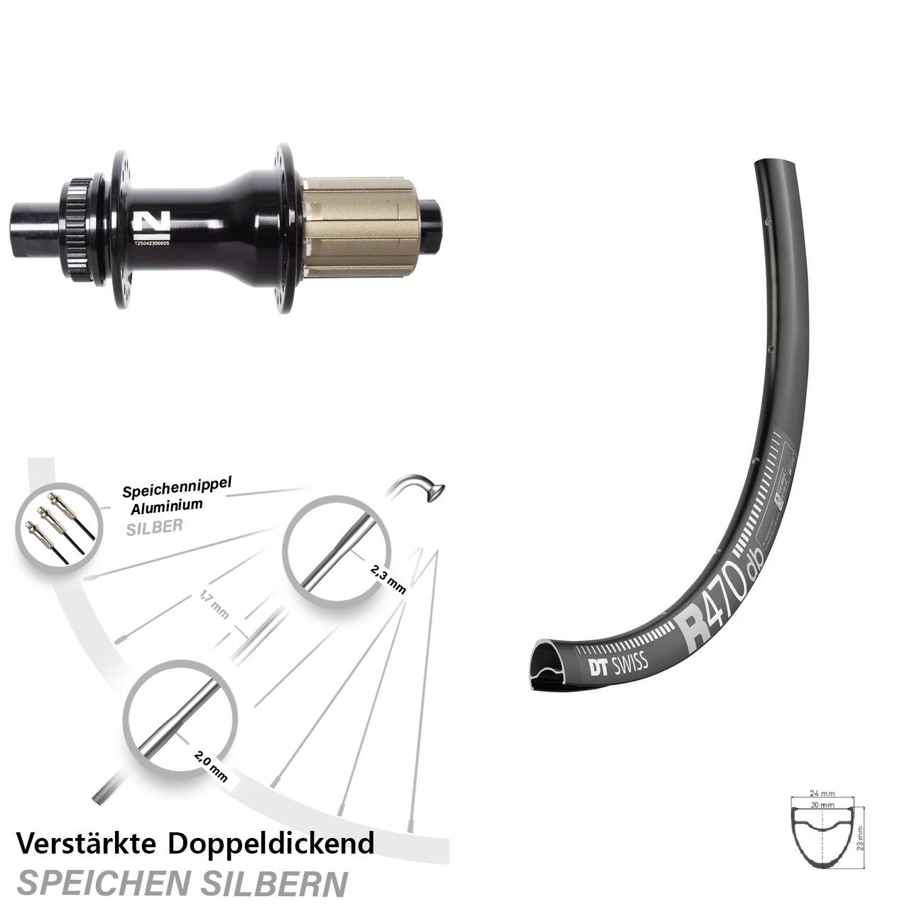 28 Zoll DT Swiss R 470 Novatec D792SB Centerlock Hinterrad 12x142 8-12 fach