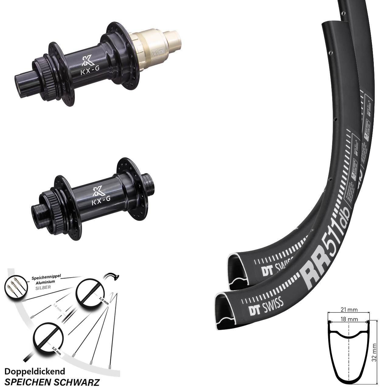 Disc Laufrad-Satz 28 Zoll DT Swiss RR511 KX-G SRAM XDR 12x100/142