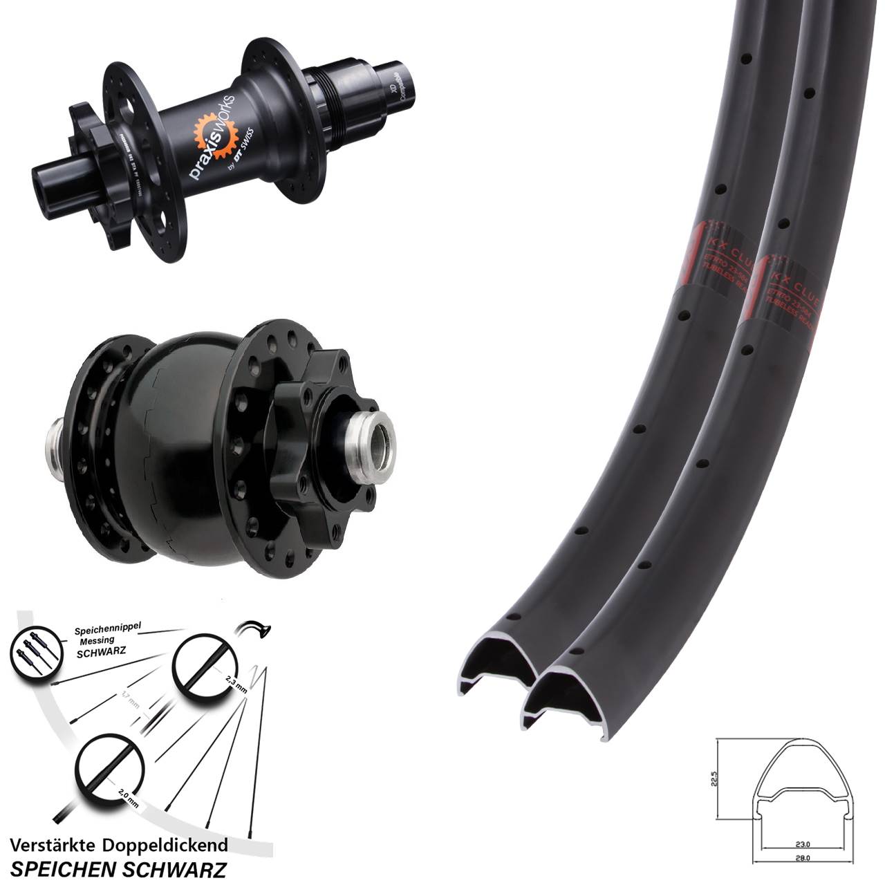 27,5 Zoll KX Clue DT Swiss 350 Ratchet 36 SON 28 Disc Laufradsatz 12x100/142 SRAM XD