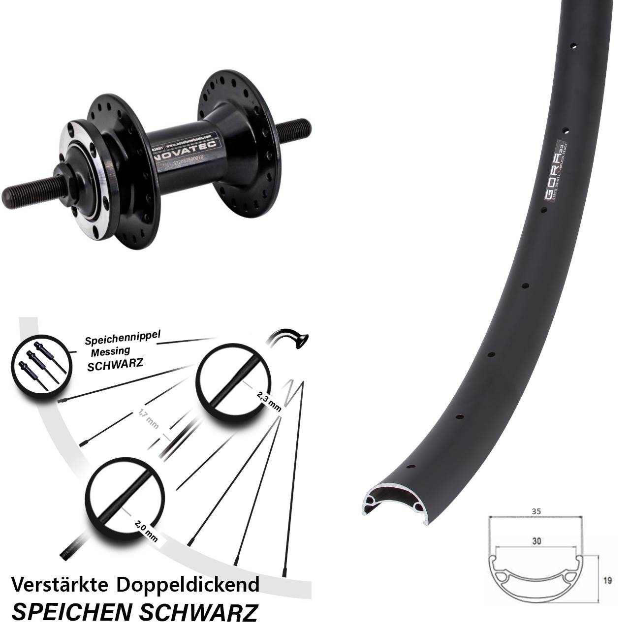 Disc Vorderrad 29 Zoll Gora 30 Novatec D763 Vollachse