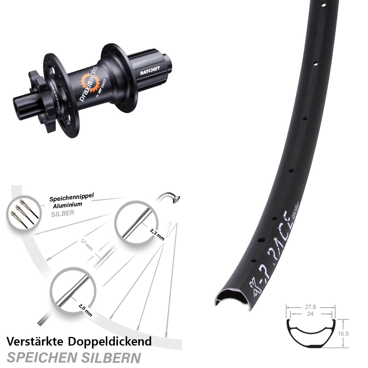 KX-R Race DT Swiss 350 6-Loch Hinterrad 12x142 8-11 fach