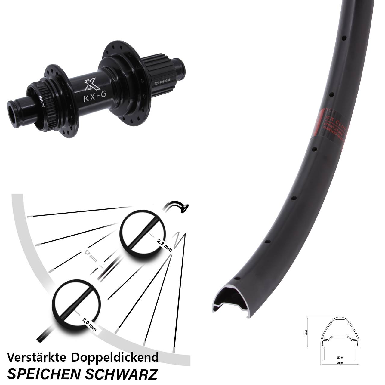 KX-GS Clue verstärkt 27,5 Zoll Hinterrad Centerlock 12x142 Shimano Micro Spline