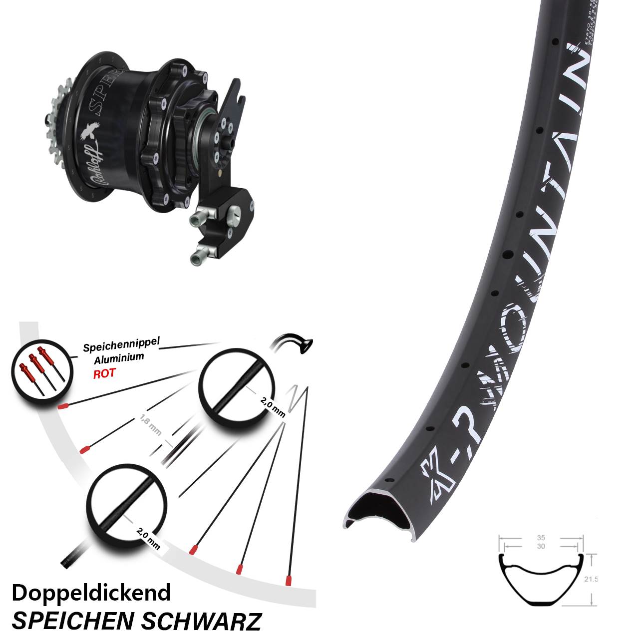 Disc Hinterrrad 29 Zoll KX-R Mountain Rohloff Speedhub CC DB OEM2 Tandem