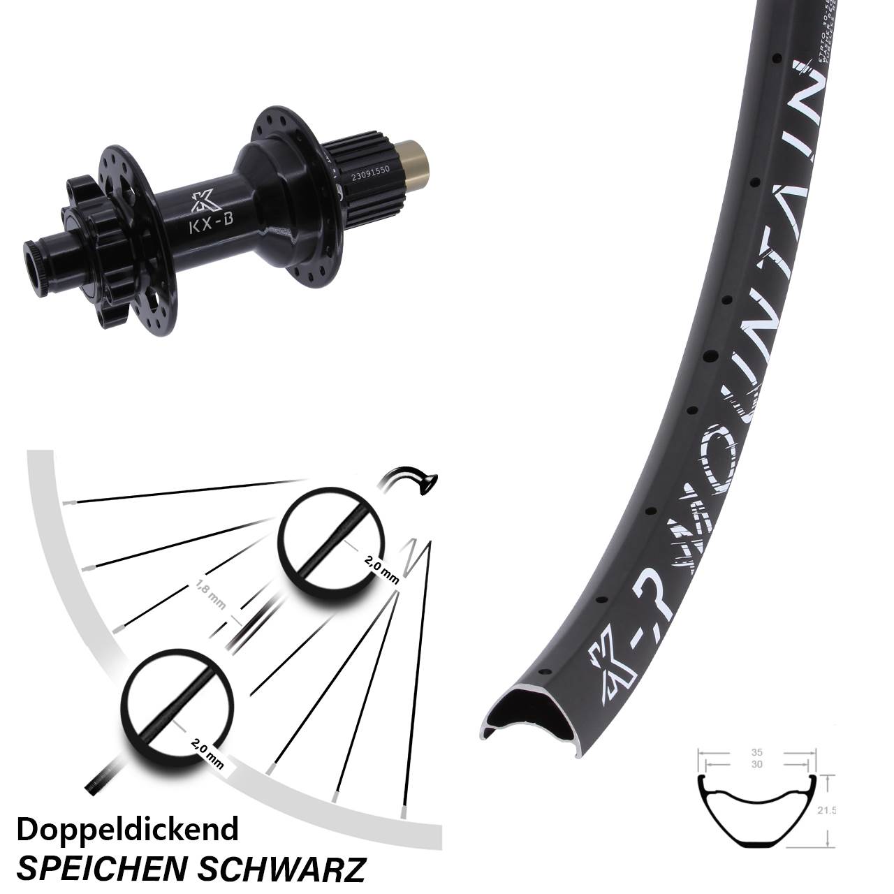 KX-BR Mountain 29 Zoll Hinterrad 6-Loch 12x148 Boost Micro Spline