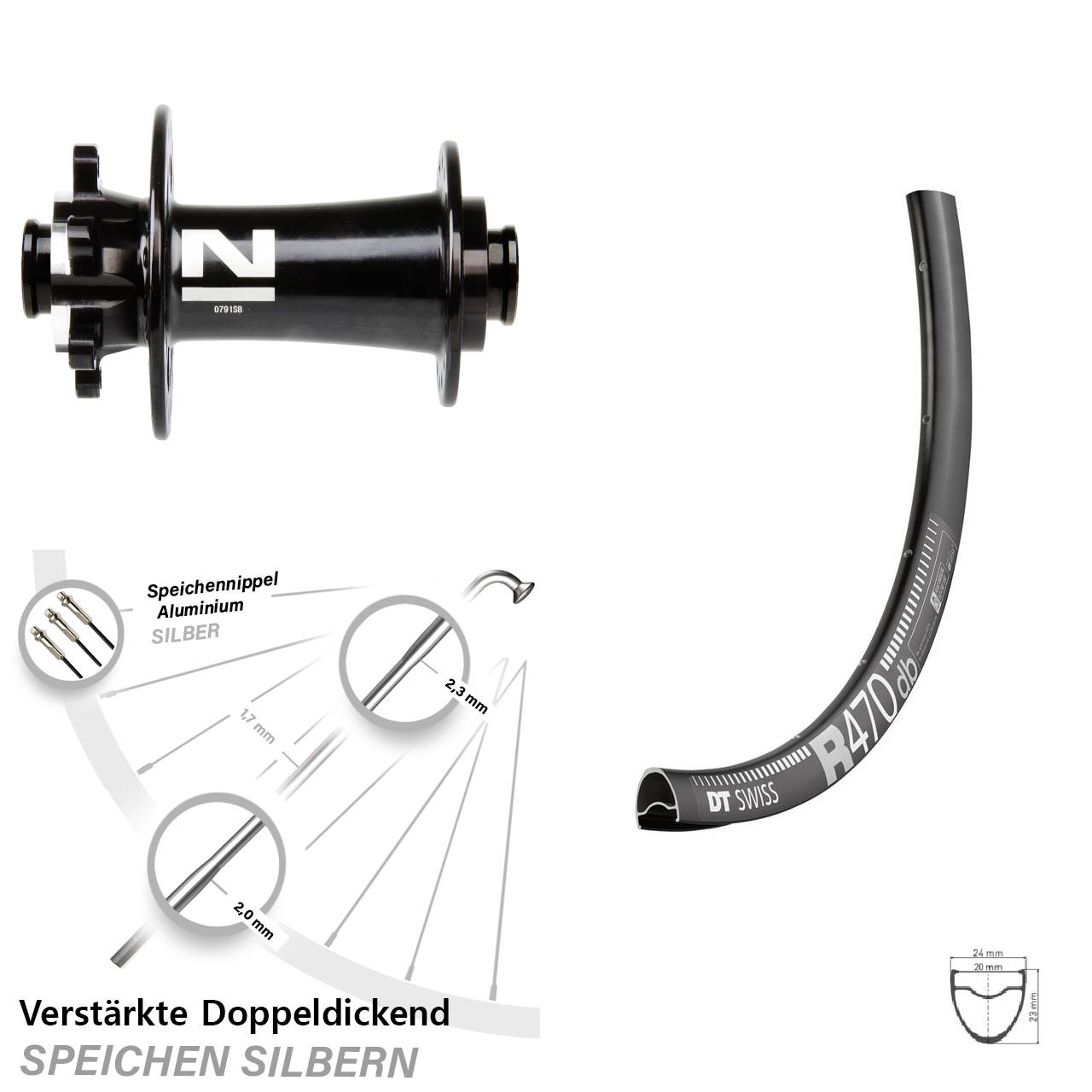 Vorderrad 6-Loch 12x100 28 Zoll DT Swiss R 470 Novatec D791