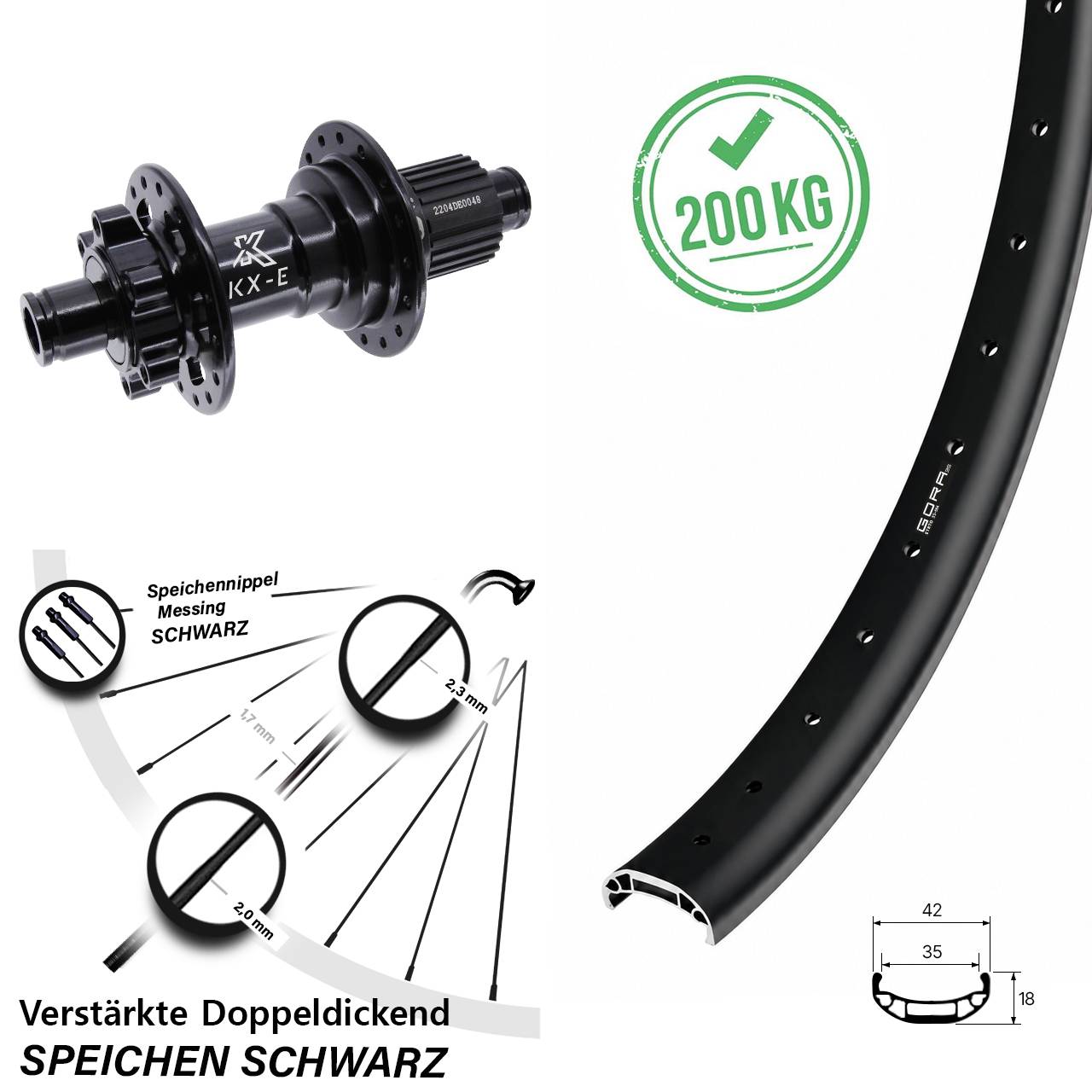 Gora 35 Heavy Duty KX-E 27,5 Zoll Disc Laufrad 12x142 Micro Spline