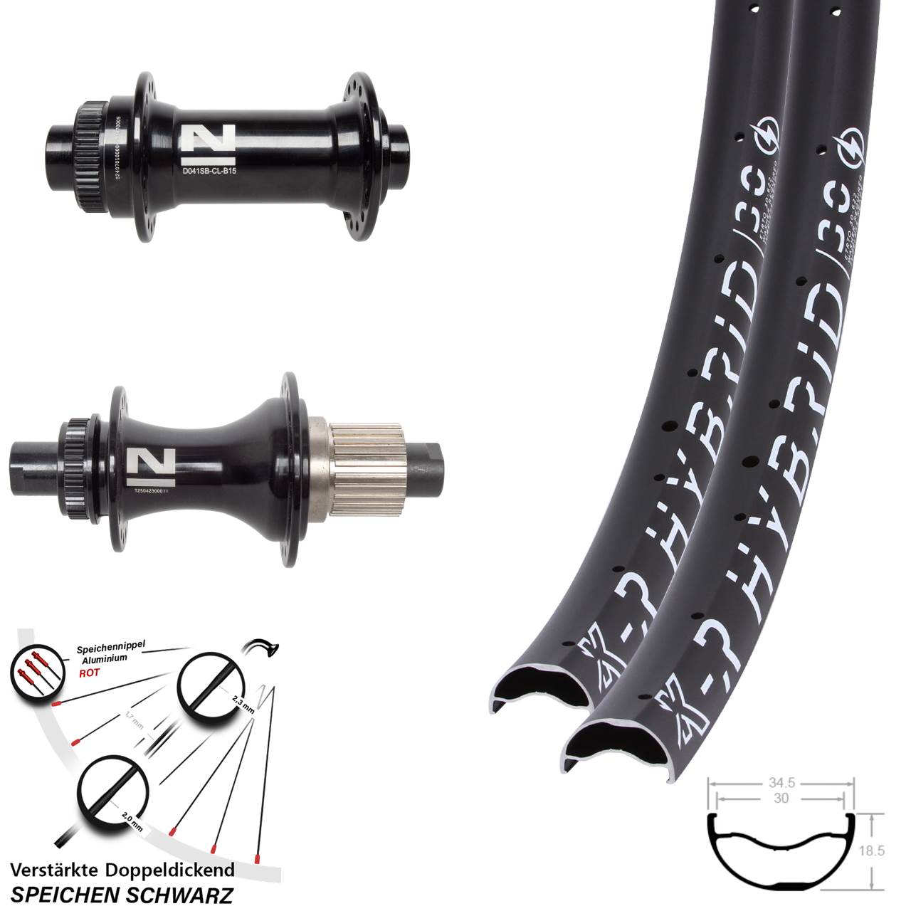 29 Zoll KX-R Hybrid 30 Novatec D041 D462SB Disc Laufradsatz Boost Micro Spline