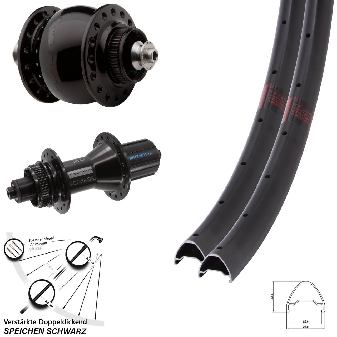 KX Clue DT Swiss 370 Hybrid SONdelux 27,5 Zoll Centerlock Laufradsatz QR 8-11 fach HG