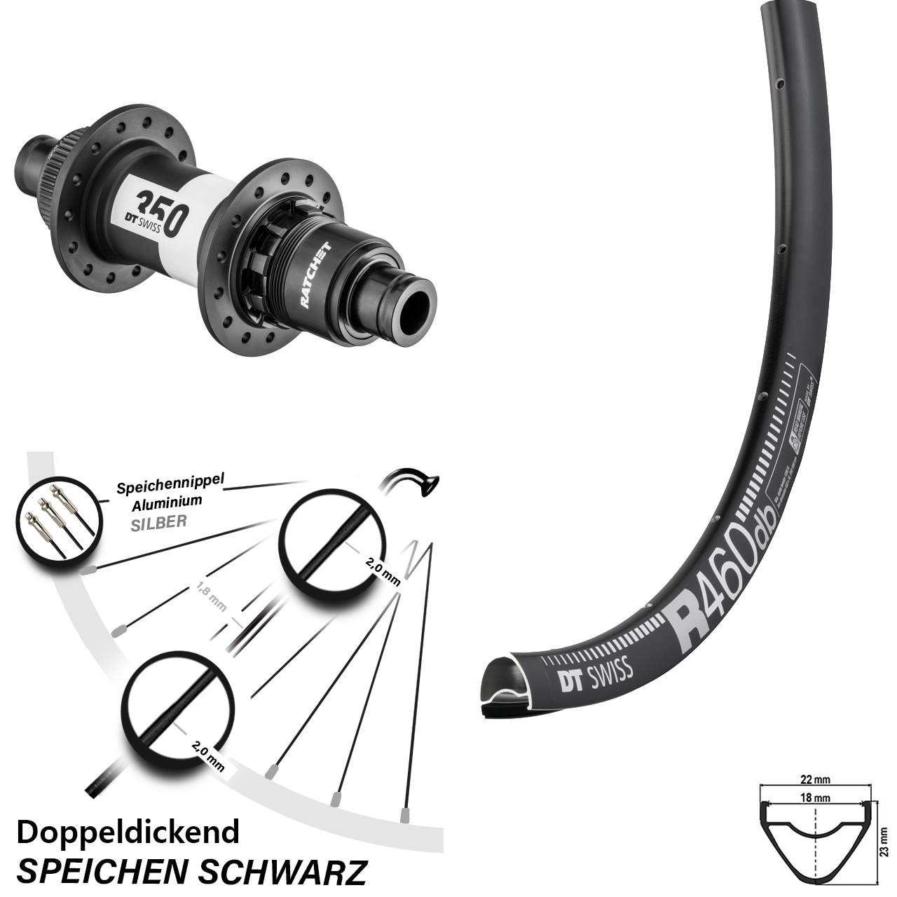 28 Zoll Hinterrad Road Disc 350 DT Swiss R 460 Sram XDR 12-fach Centerlock Steckachse