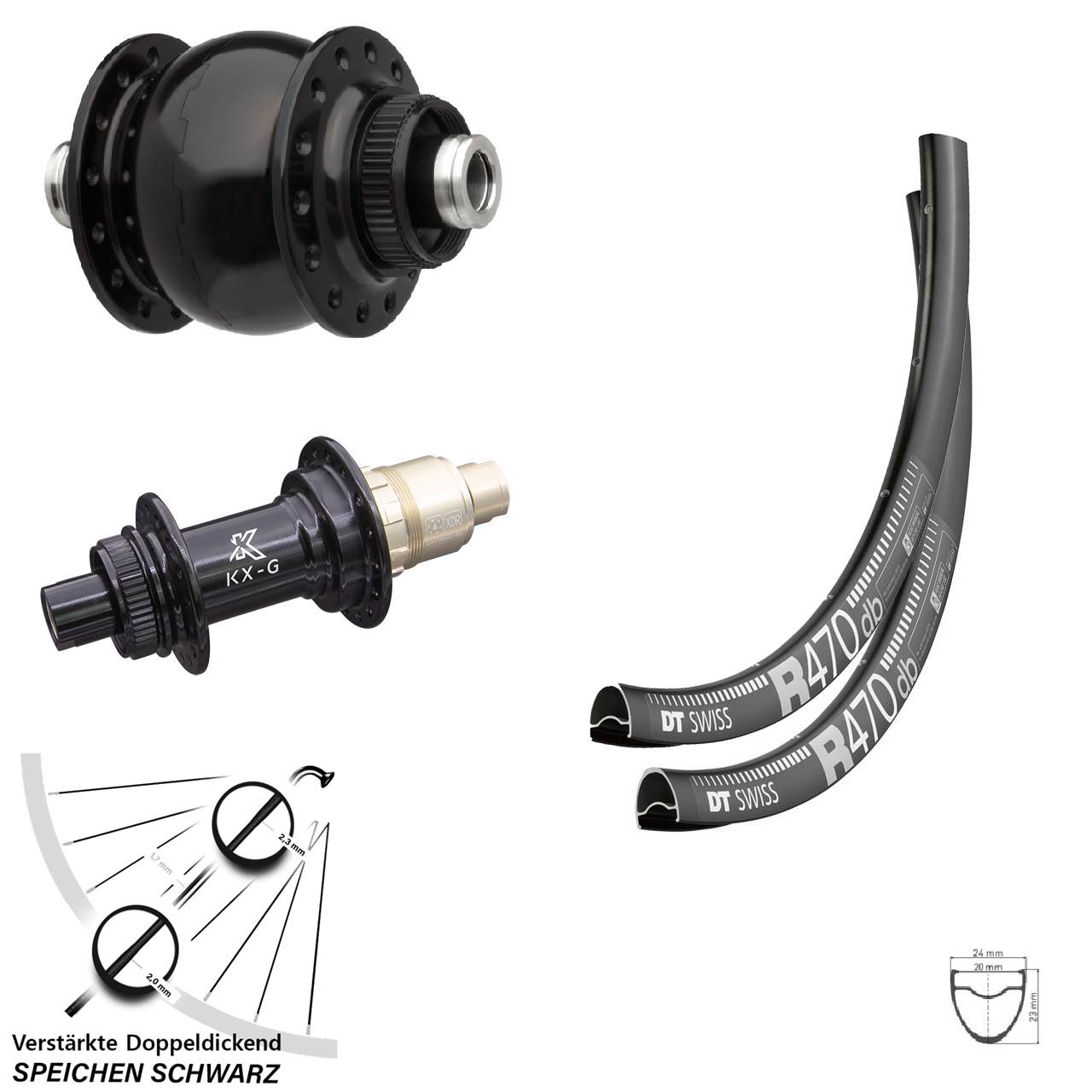 Laufradsatz 28 Zoll DT Swiss R470 KX-G SONdelux XDR 11-12 fach 12x100/142