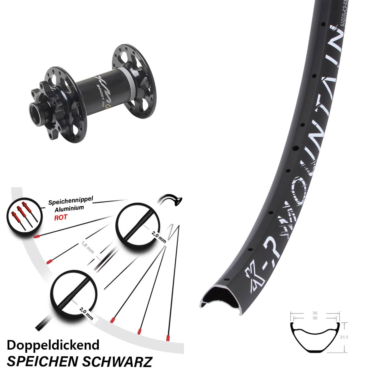 Disc Laufrad 27,5 Zoll KX-R Mountain Miche XMH 550 15x110 Boost