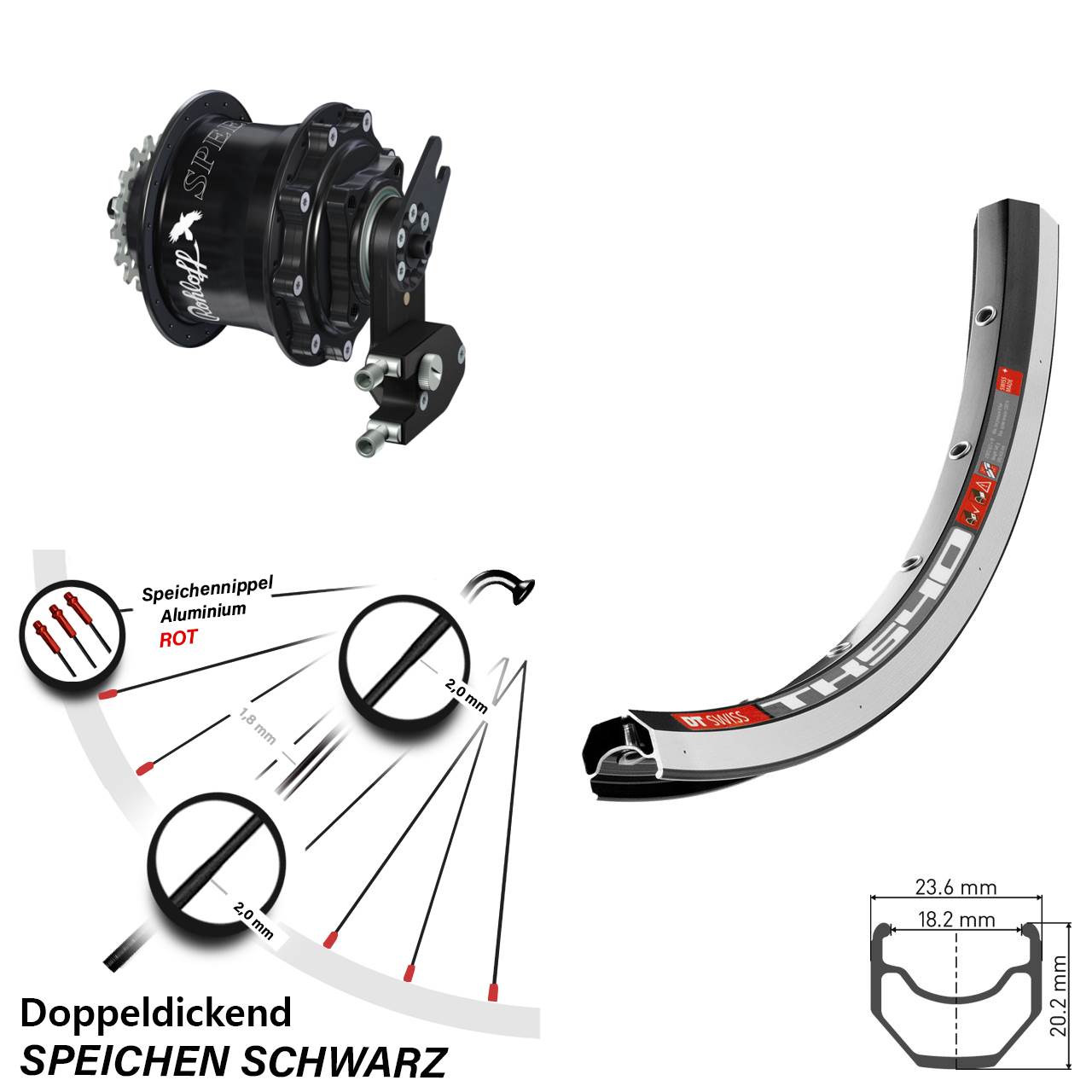 28 Zoll Hinteres Rad DT Swiss TK 540 Rohloff Speedhub CC OEM2