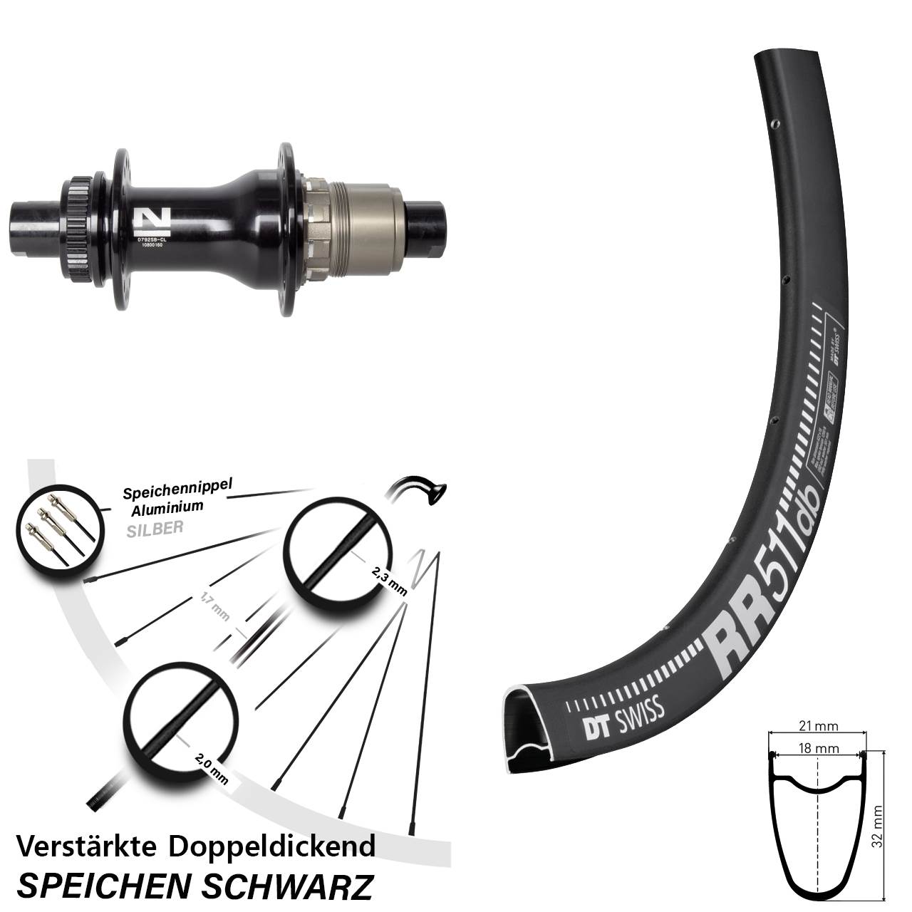 28 Zoll DT Swiss RR511 Novatec D792SB Centerlock Hinterrad 12x142 XDR