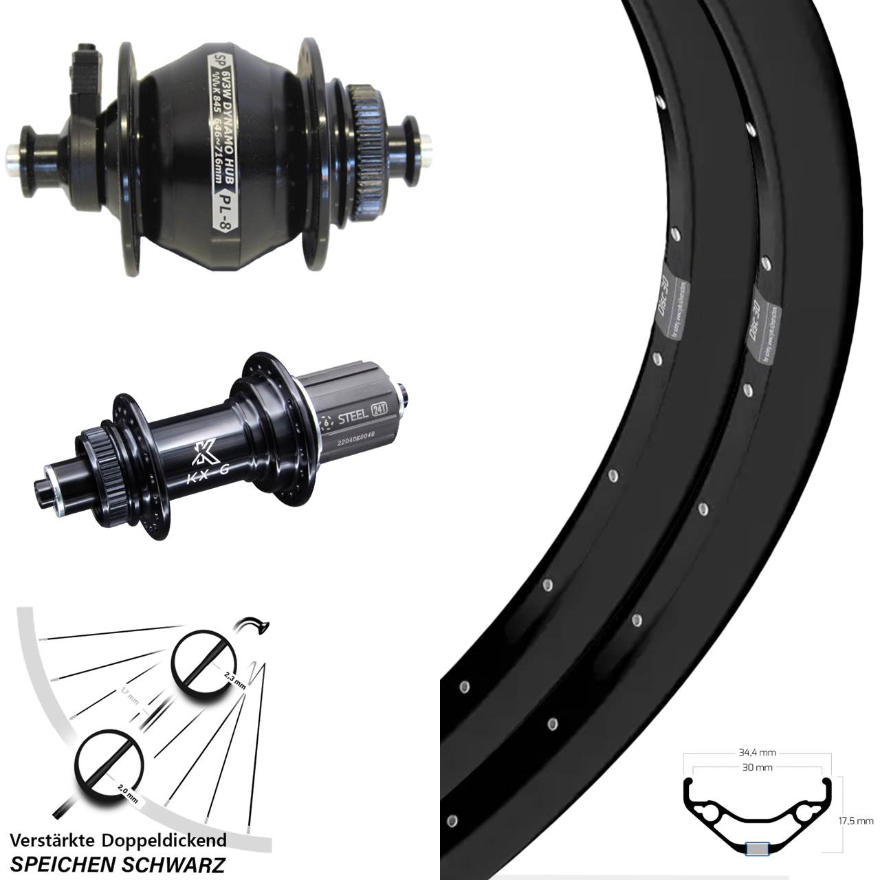 Laufrad-Satz QR 29 Zoll Ryde Disc 30 KX-GS Heavy Duty SP PL-8 8-11 fach
