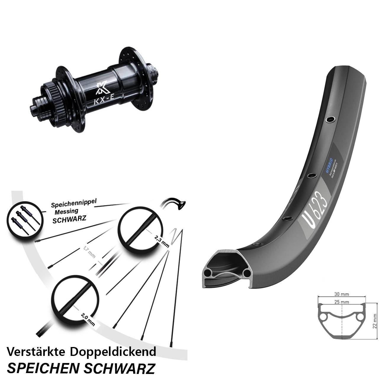 DT Swiss U 623 Disc Vorderrad 29 Zoll mit KX-E Schnellspanner 5x100 Nabe
