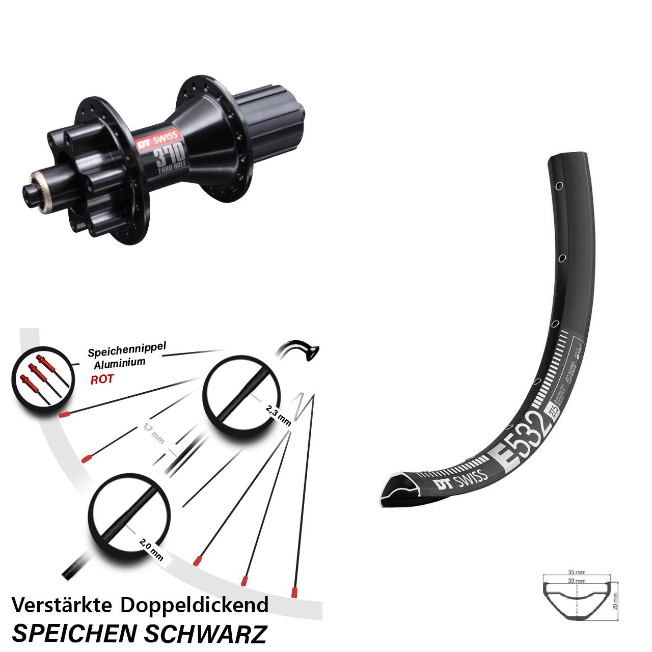 Disc Laufrad QR 29 Zoll DT Swiss E532 DT Swiss 370 8-11 fach HG