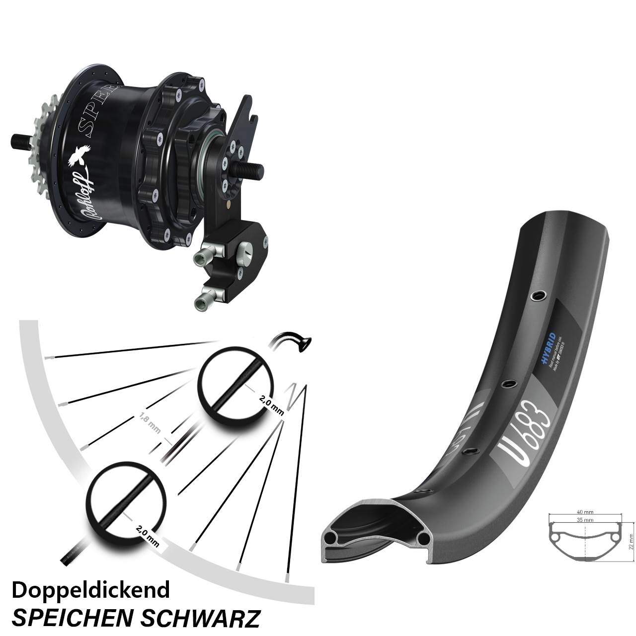 27,5 Zoll Rohloff TS DB OEM2 Hinterrad DT Swiss U683