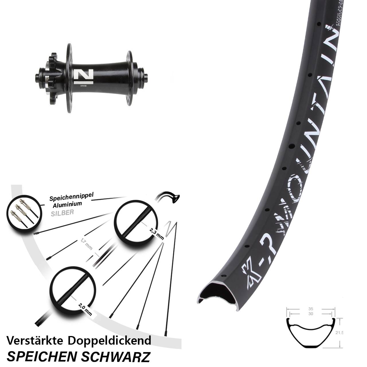 6-Loch Vorderrad für Schnellspanner 29 Zoll KX-R Mountain Novatec D791SB