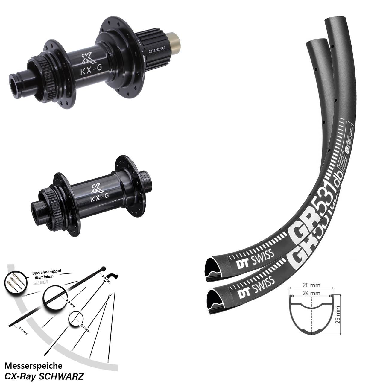 DT Swiss GR 531 KX-G 29 Zoll Laufradsatz Centerlock 12x100/142 CX-Ray Micro Spline