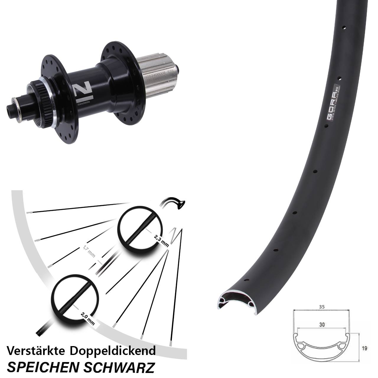 Gora 30 Novatec D042 29 Zoll Hinterrad Centerlock für Schnellspanner 8-12 fach