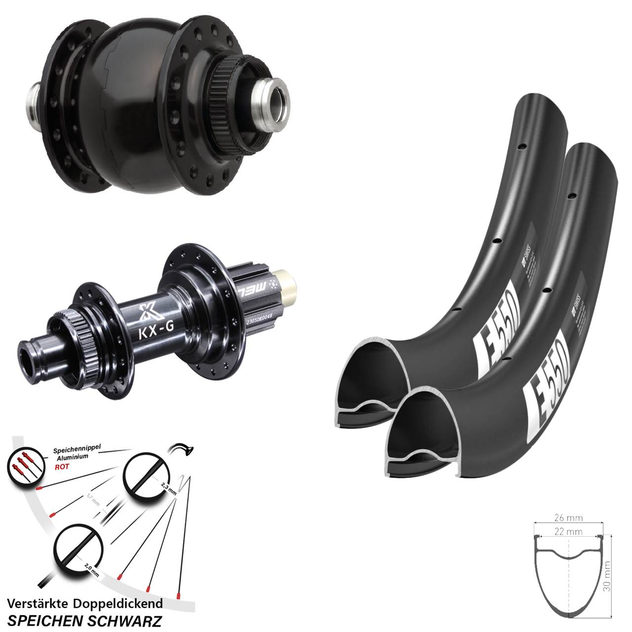 Centerlock Laufradsatz 28 Zoll DT Swiss E550 KX-G SON delux Campagnolo N3W 12x100/142