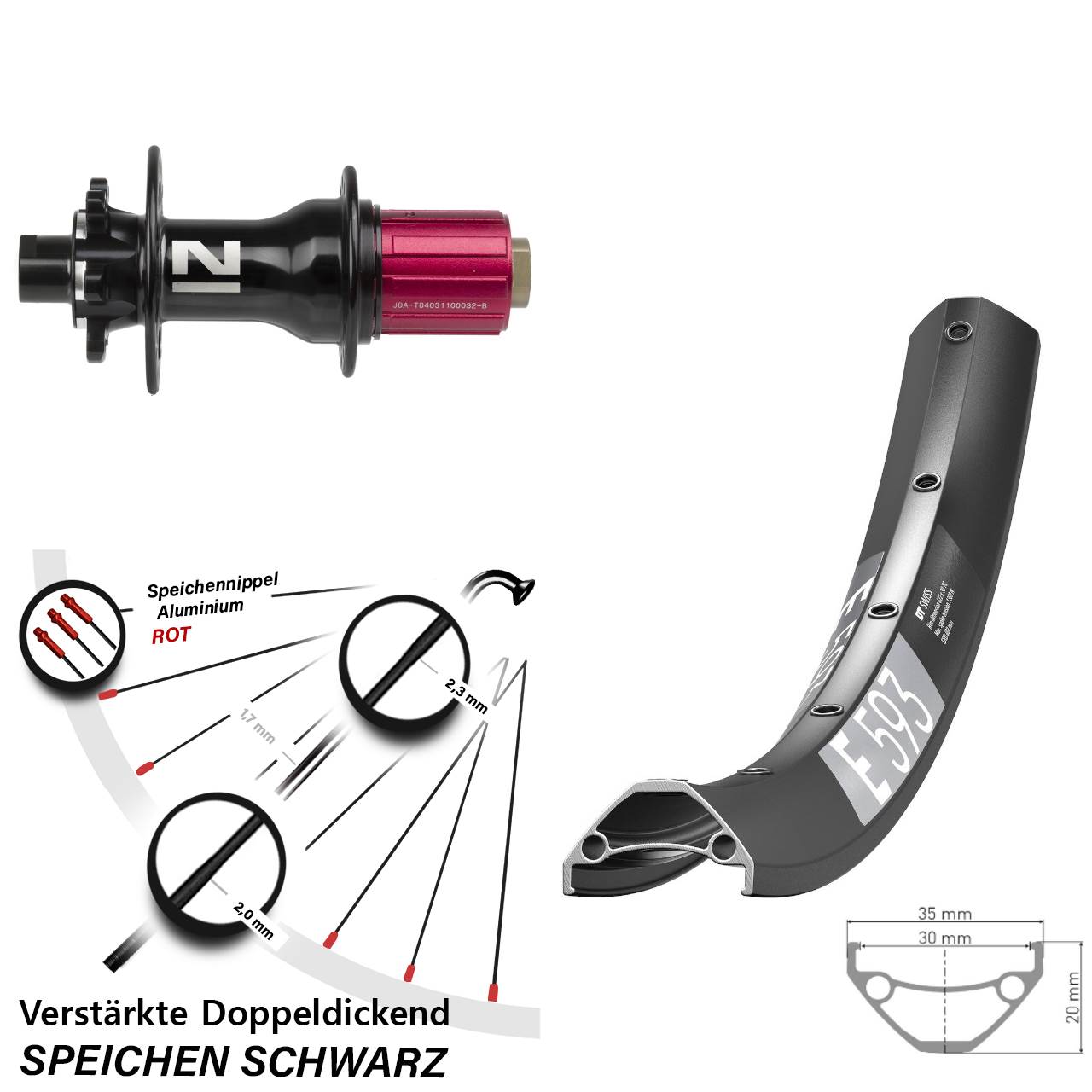 Disc Hinterrad 27,5 Zoll DT Swiss E593 Novatec Superlight 8-12 fach 12x142