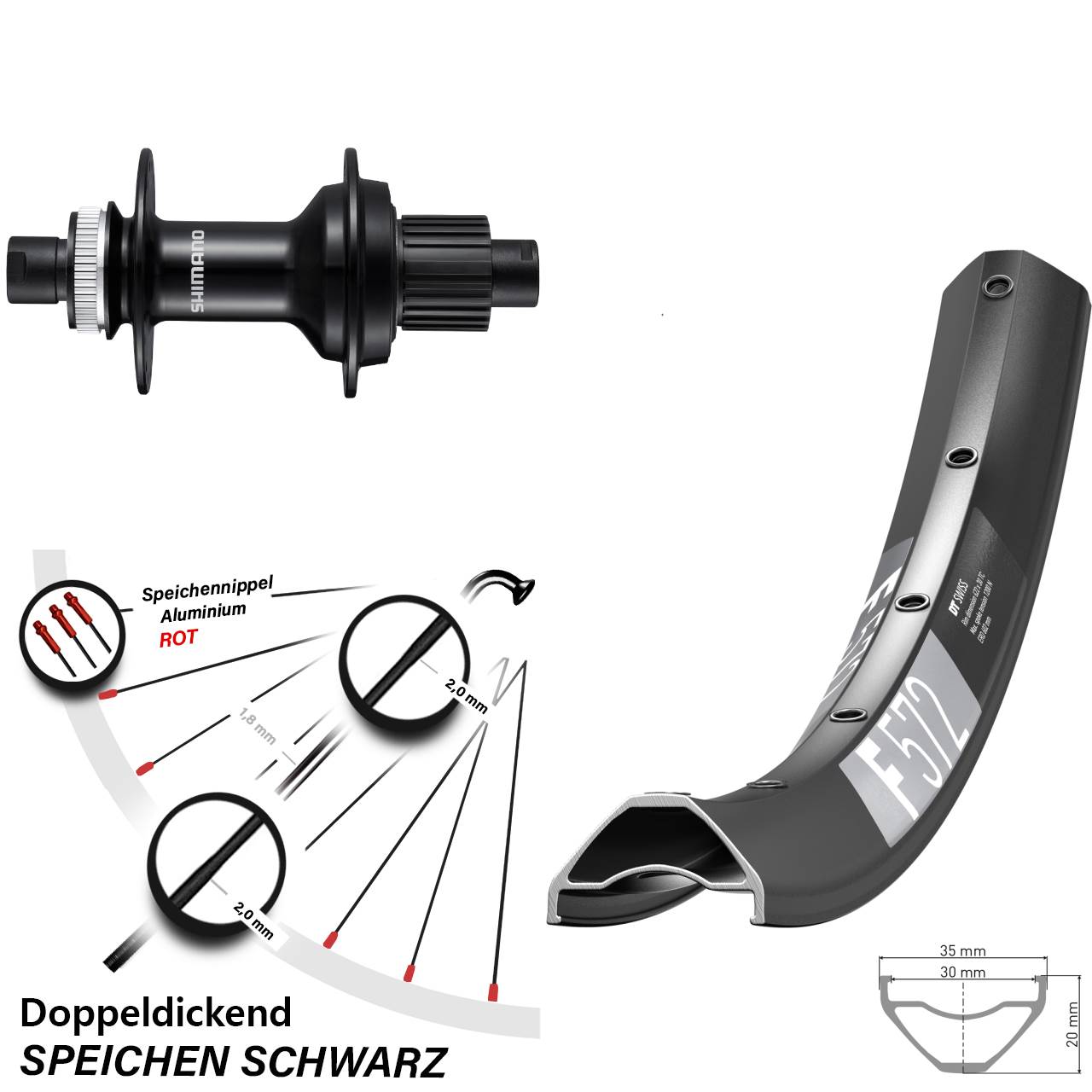 Disc Hinterrad 12x148 650B DT Swiss F572 Shimano FH-MT510-B Micro Spline