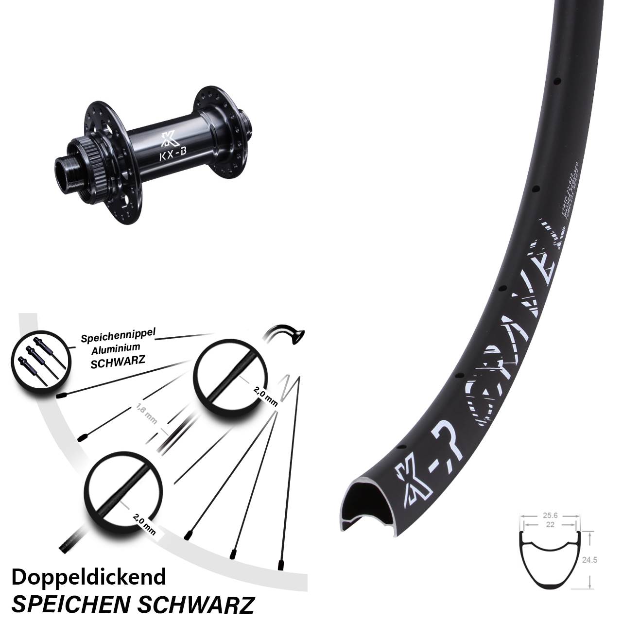 28 Zoll KX-BR Gravel Disc Vorderrad 15x110 Boost