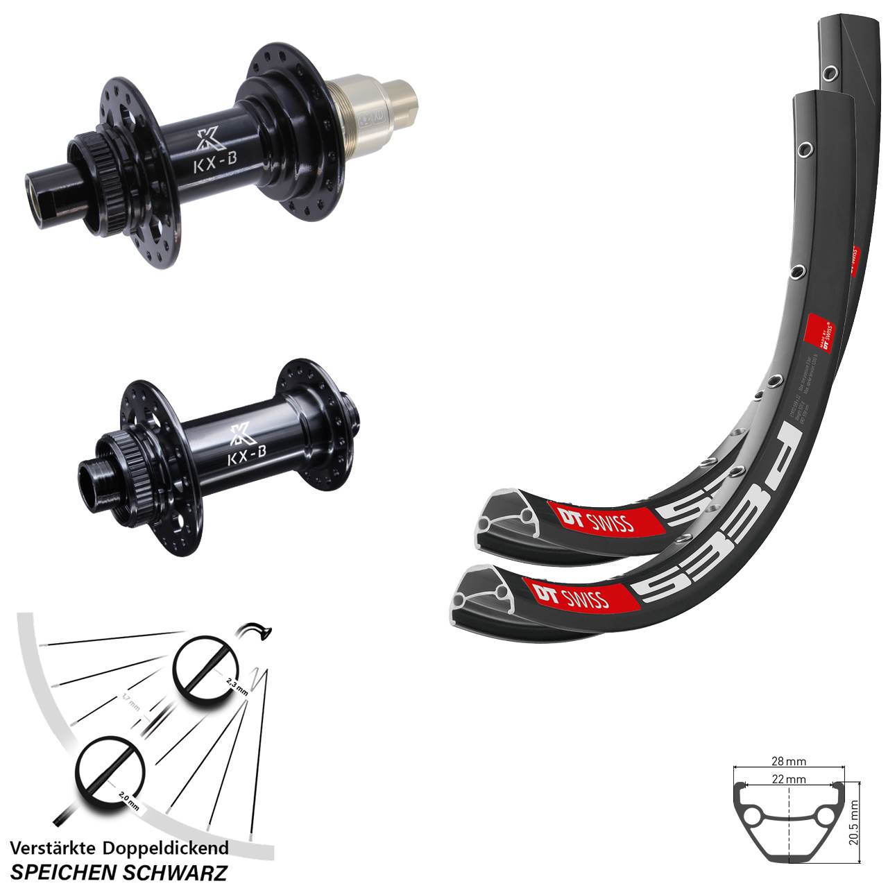 650B DT Swiss 533d KX-B Boost Centerlock Laufradsatz 15x110 12x148 Boost XD 11-12 fach
