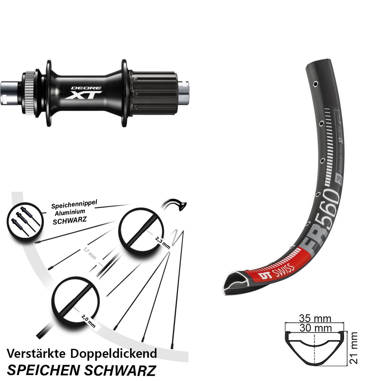 Boost Disc Hinterrad 12x148 26 Zoll DT Swiss FR 560 Shimano XT FH-M8010-B 8-11 fach HG