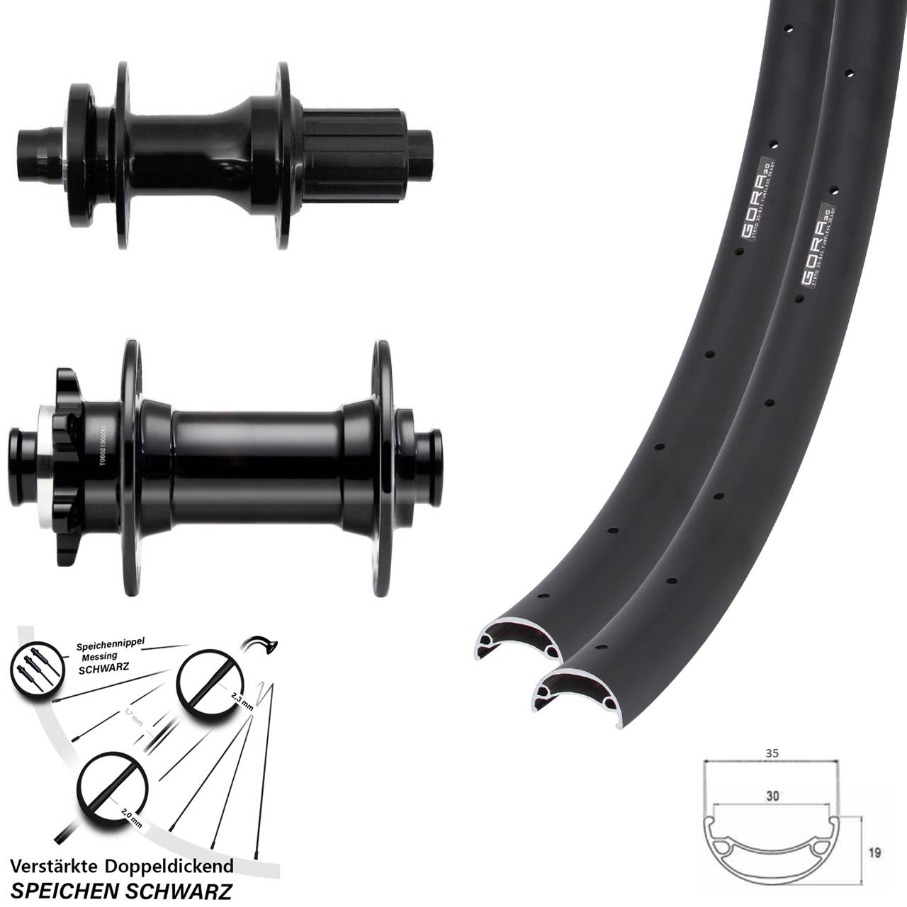 Gora 30 Fastace DA210 Novatec D341-B15 27,5 Zoll Laufradsatz 6-Loch Boost 8-12 fach