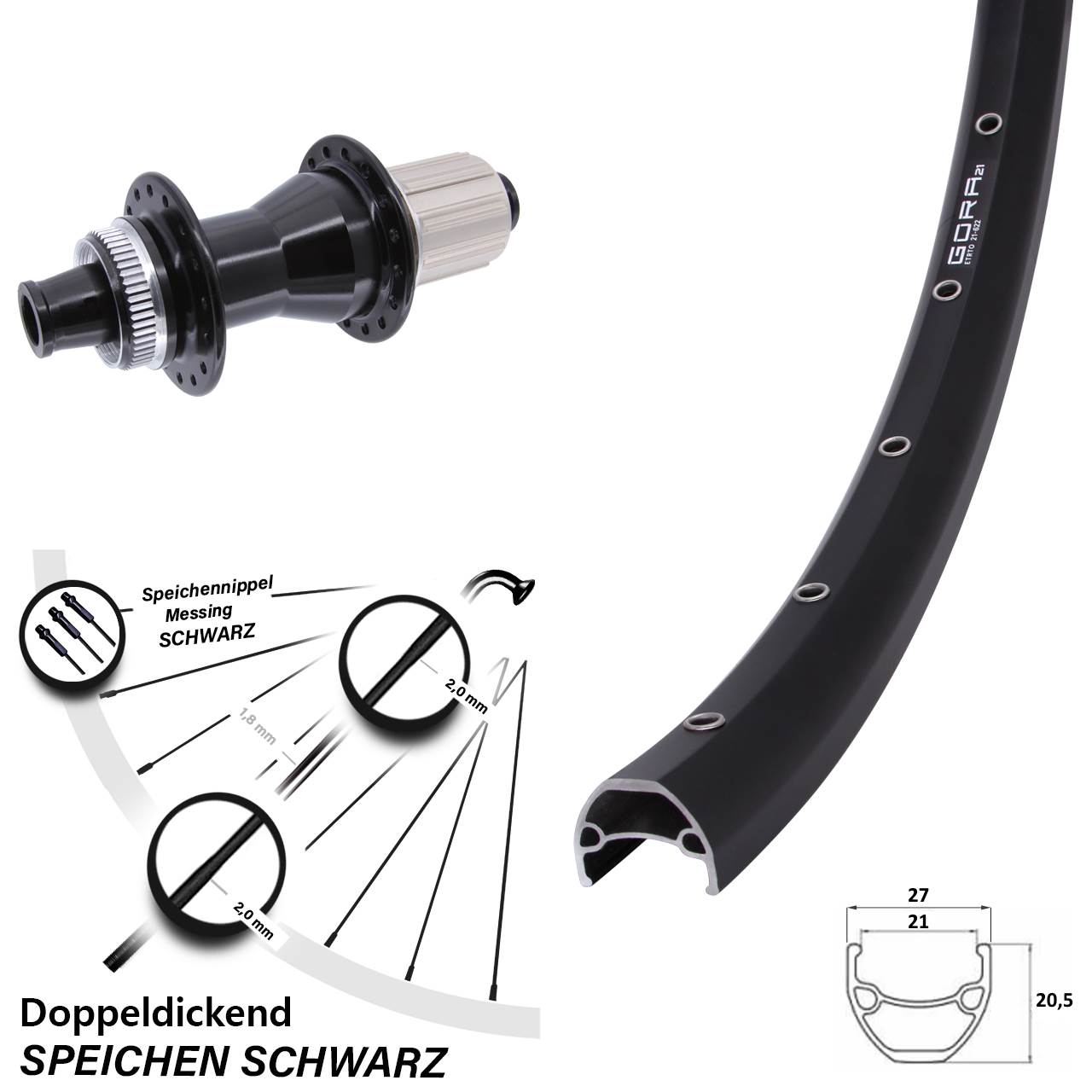 Gora 21 Novatec CL-142 28-29 Zoll Hinterrad Centerlock 12x142 8-12 fach HG