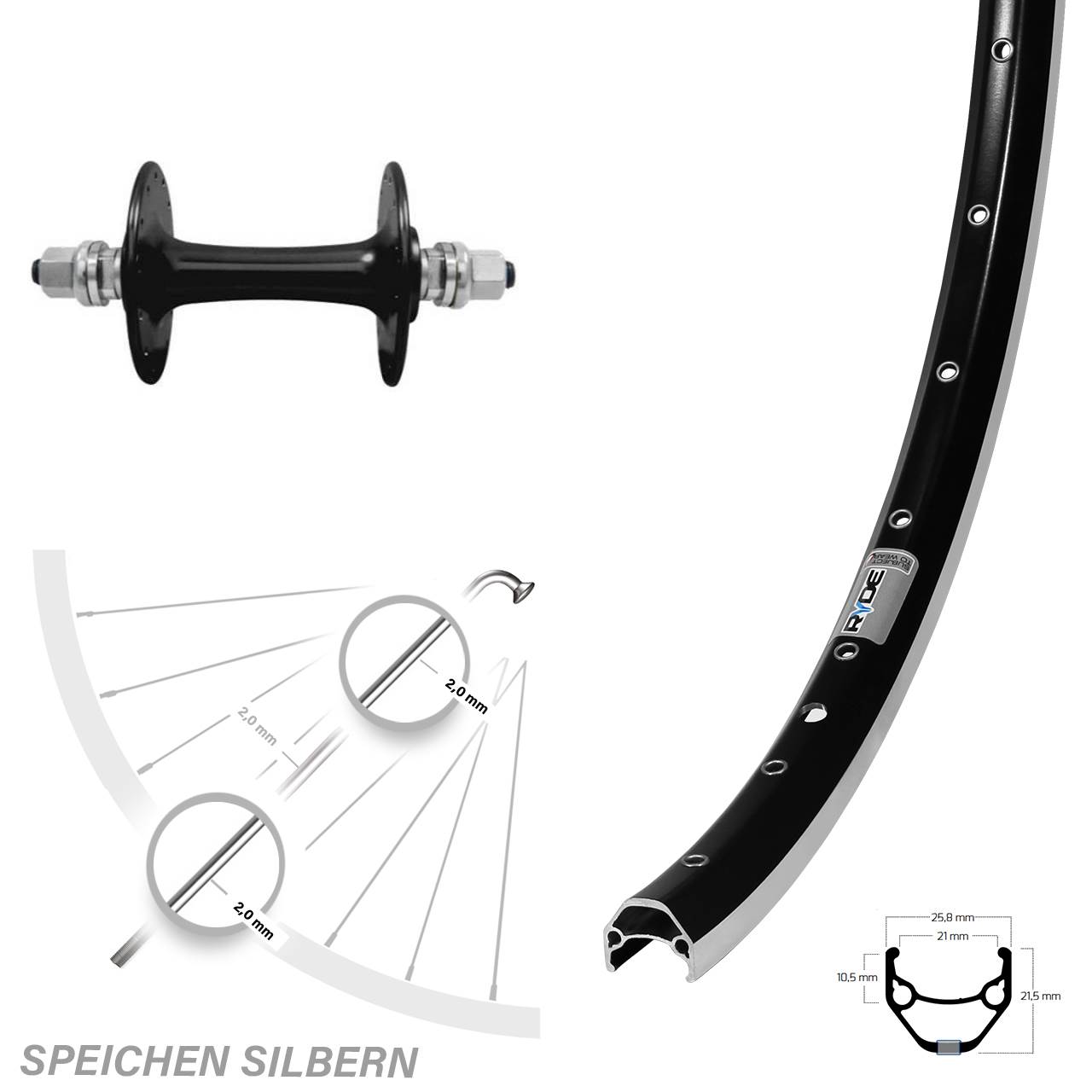 Vorderrad Vollachse 27,5 Zoll Ryde ZAC 421 Sturmey Archer HBT30