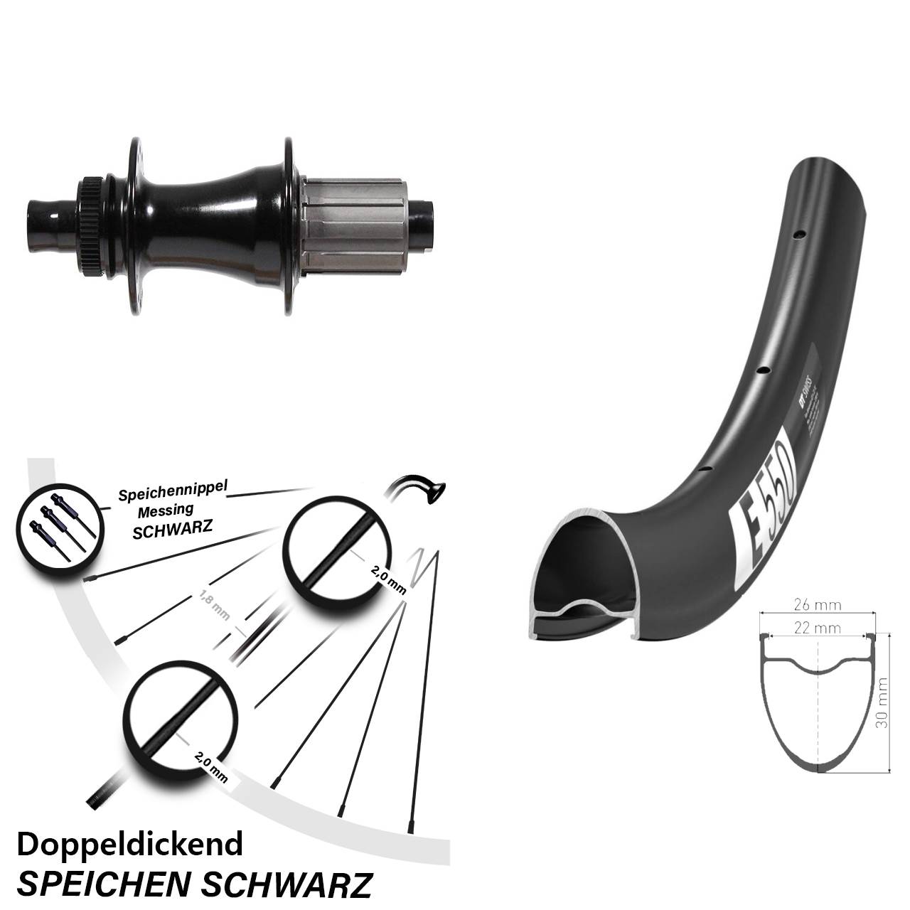 Centerlock Hinterrad 28 Zoll DT Swiss E550 Formula CL-142S 8-11 fach 12x142