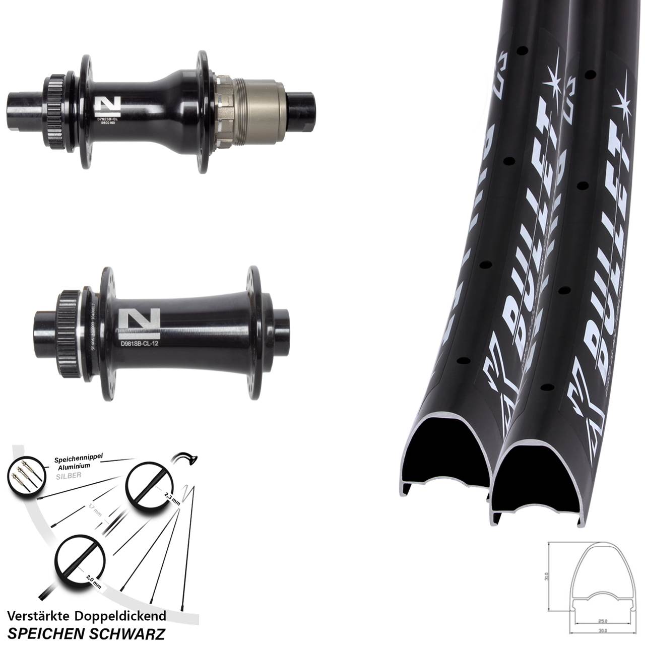 KX Bullet Novatec D792 D981 28-29 Zoll Laufradsatz Centerlock 12x100/142 XDR 11-12 fach