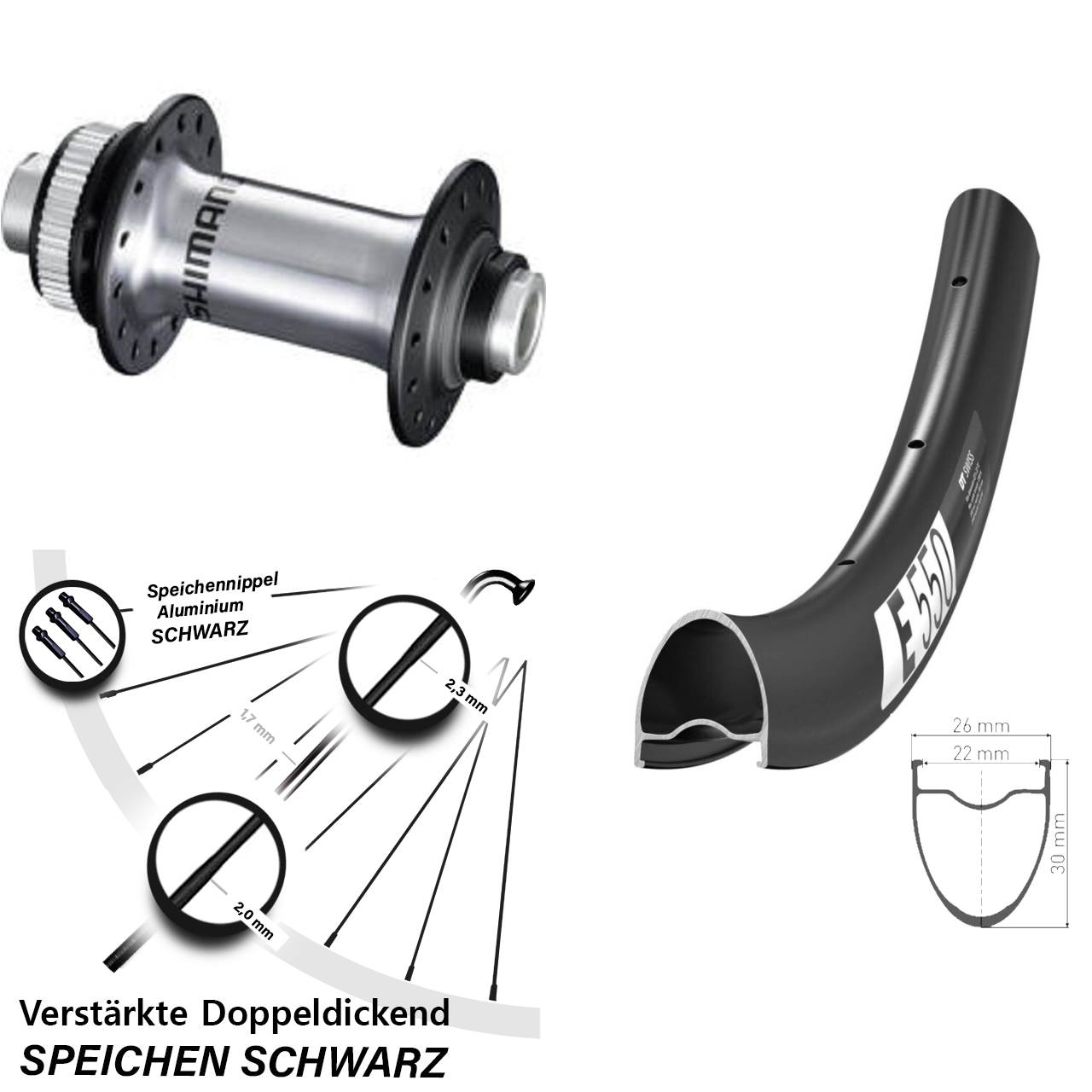 Centerlock Vorderrad 28 Zoll DT Swiss E550 Shimano HB-RS770 12x100