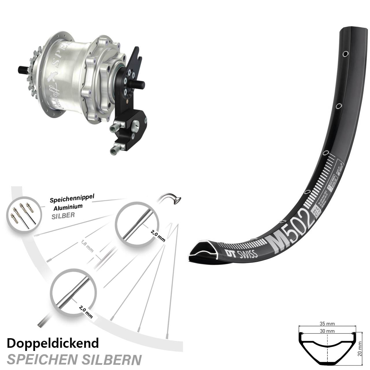 DT Swiss M502 Rohloff Speedhub 500/14 TS DB OEM2 29 Zoll Disc Hinterrrad
