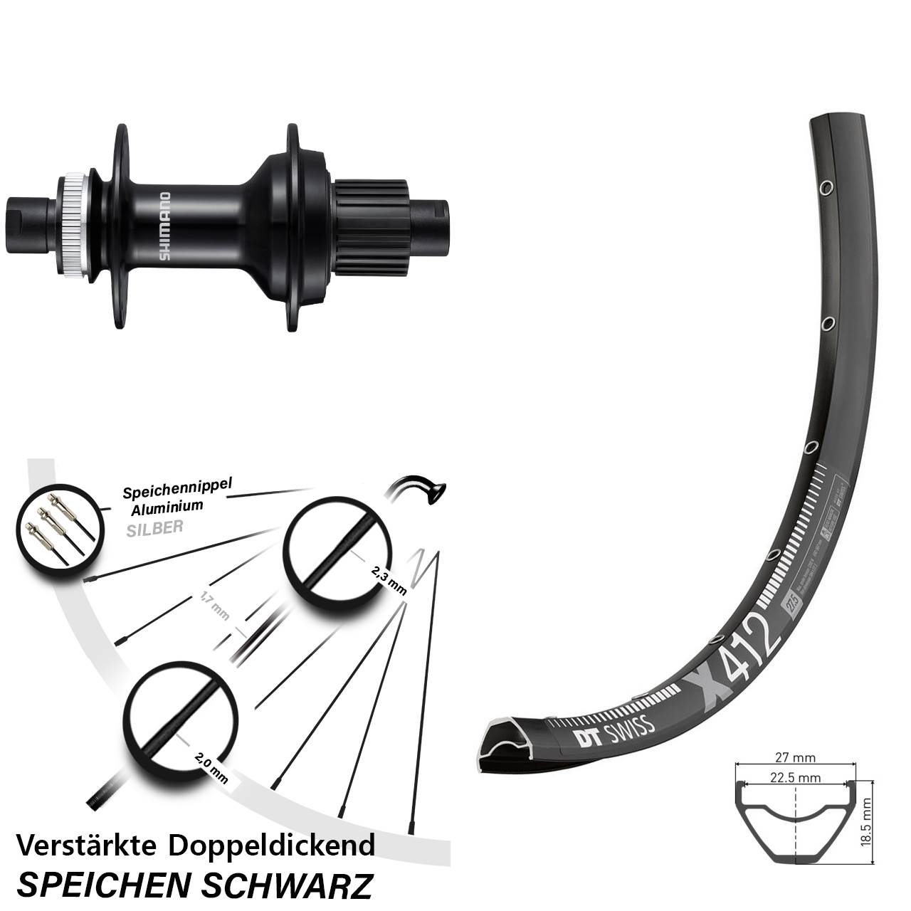 Hinterrad Centerlock 12x148 29 Zoll DT Swiss X 412 Shimano FH-MT510B Micro Spline