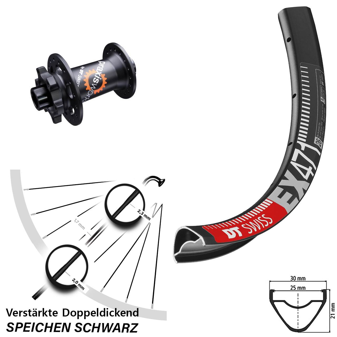 650B DT Swiss EX471-350 Disc Laufrad 15x100