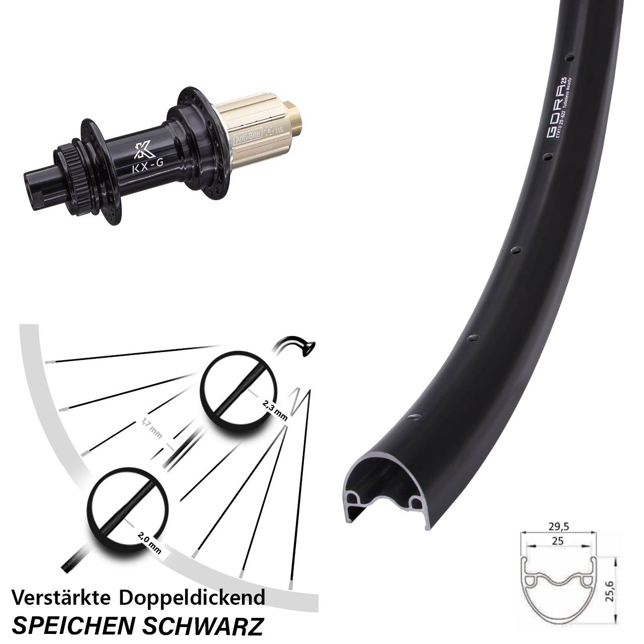 Gora 25 KX-G 28 Zoll Centerlock Hinterrad 12x142 8-12 fach HG