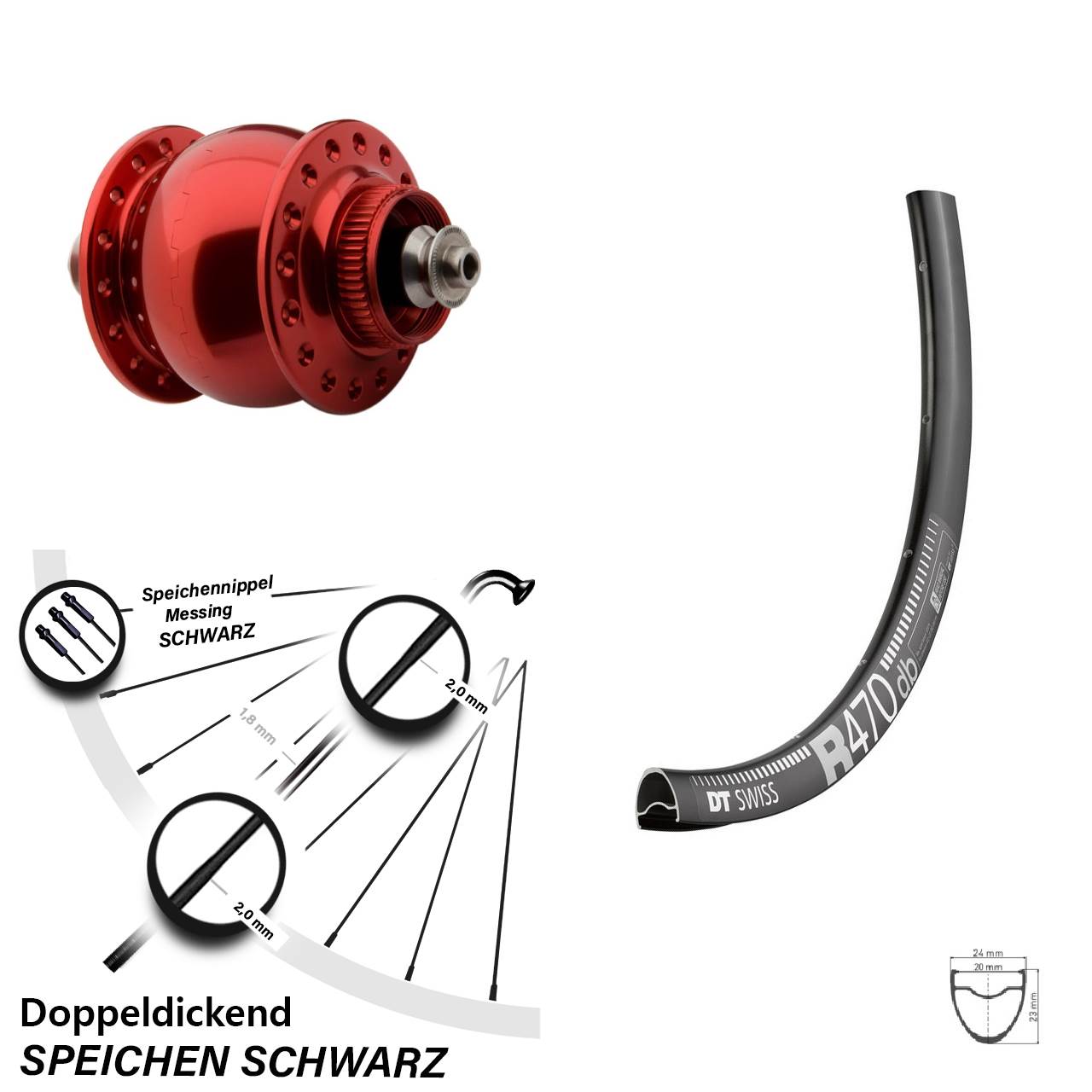 Vorderrad DT Swiss R 470 mit Nabendynamo Son 28 Zoll